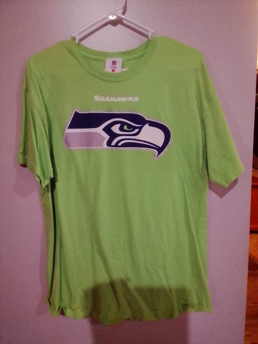 NFL Seahawks Lime Green Short Sleeve Tee with Team Logo